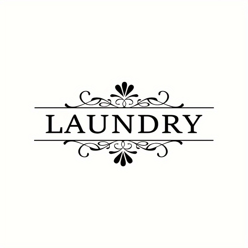 Autocollant Mural Buanderie "Wash Dry Fold" - Déco Vinyle Pour Lave-linge - 90x29 Cm - Amovible