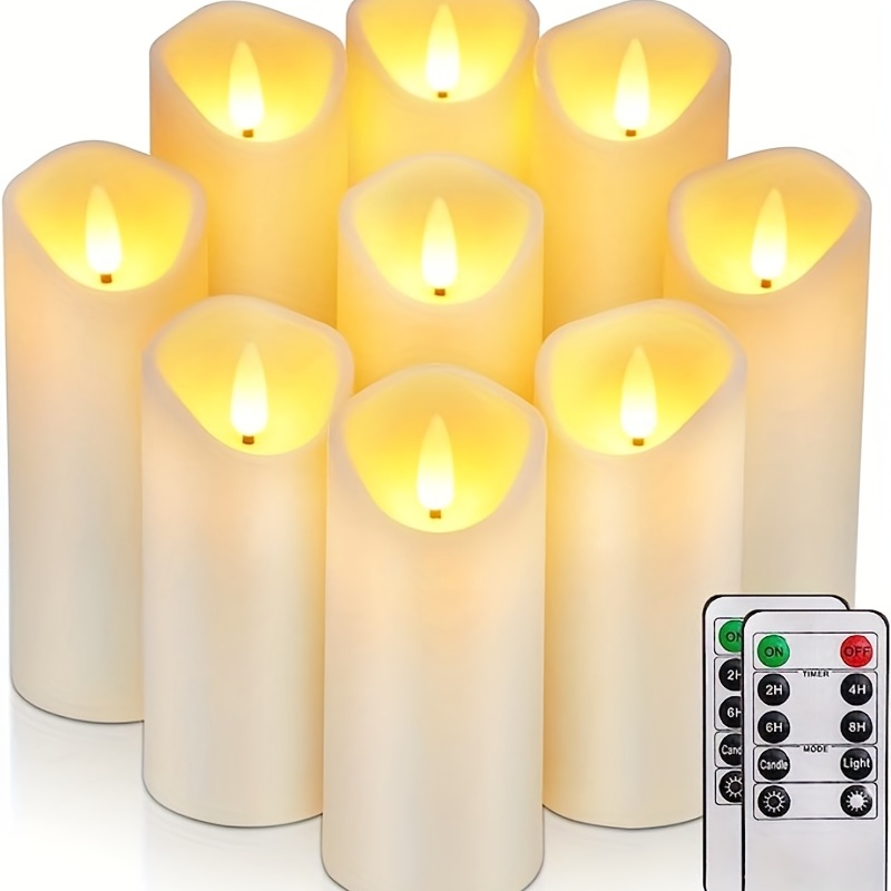 Conjunto De 3 Velas Blancas Sin Llama Parpadeantes, Operadas Con Batería De  Acrílico LED Post-cera Con Control Remoto Y Temporizador