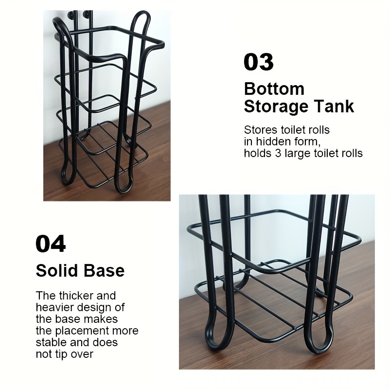 mDesign Metal Toilet Paper Holder Stand - Storage Reserve for 3