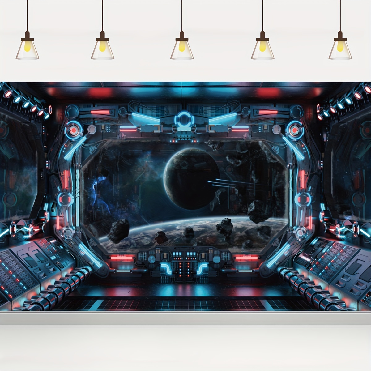 

Futuristic Spaceship Interior Photography Backdrop 6x4ft – High-quality Vinyl Party Decor For Birthdays, Events, And Photo Shoots – Vibrant Space Theme With Details, Space Room Decor