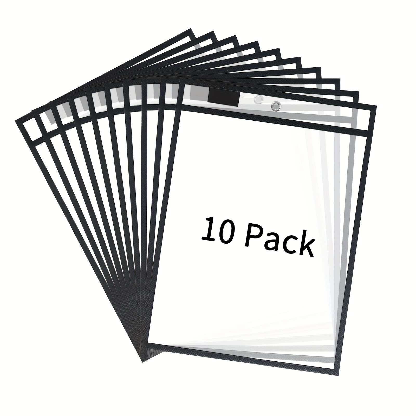 30 Packs Dry Erase Pockets Sleeves - 10 Assorted Colors with 2 Rings - Dry  Erase Sheets Reusable - 10x14 Ticket Holders, Clear Pocket Sleeves for