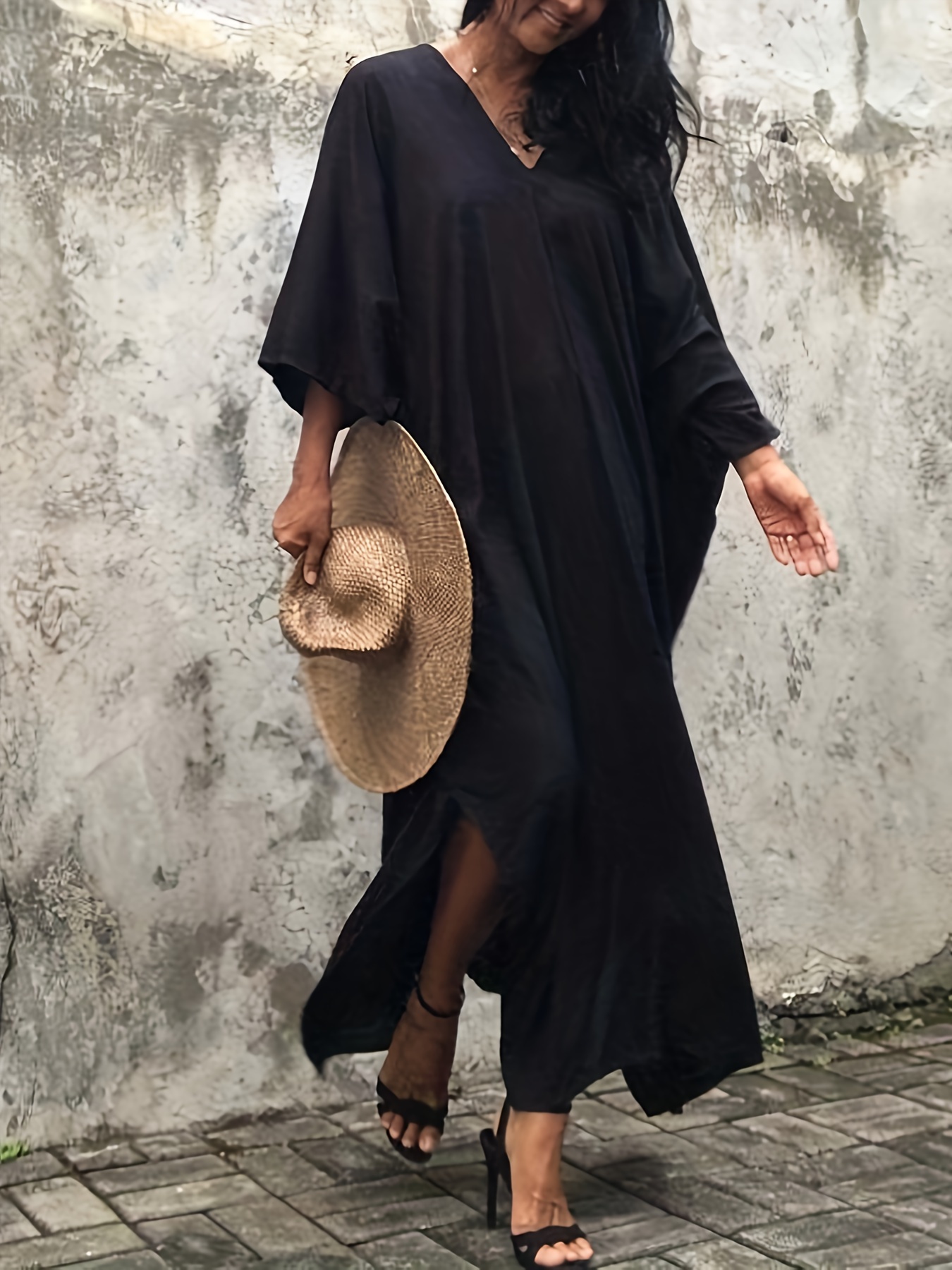 Batwing Sleeve Bohemian Loose Fitting Maxi Dress