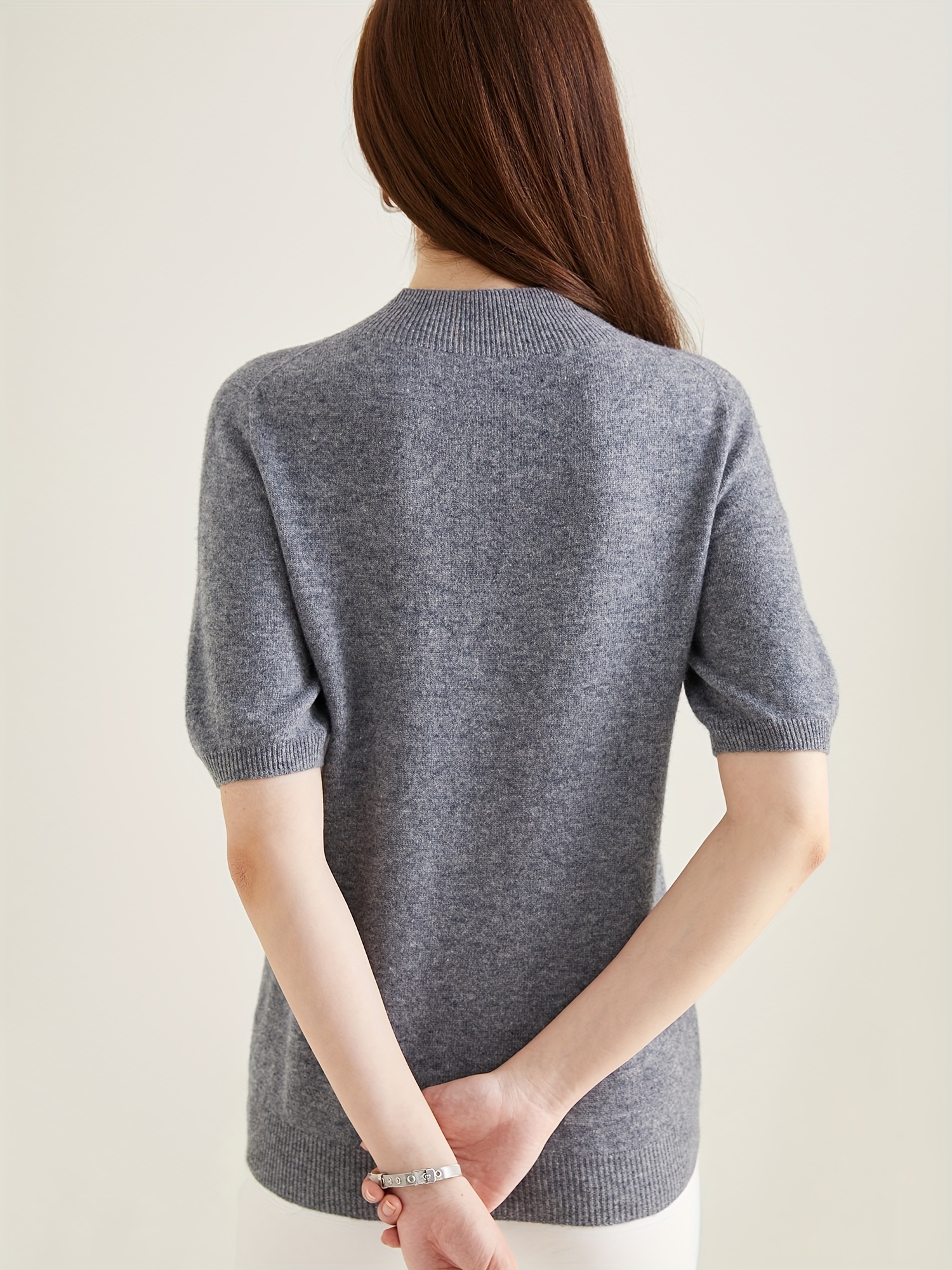  SaoBiiu 100% lana merino camiseta de manga corta para mujer con  cuello en V Tops de punto Slim Fit Pullover Vest Sweater : Ropa, Zapatos y  Joyería