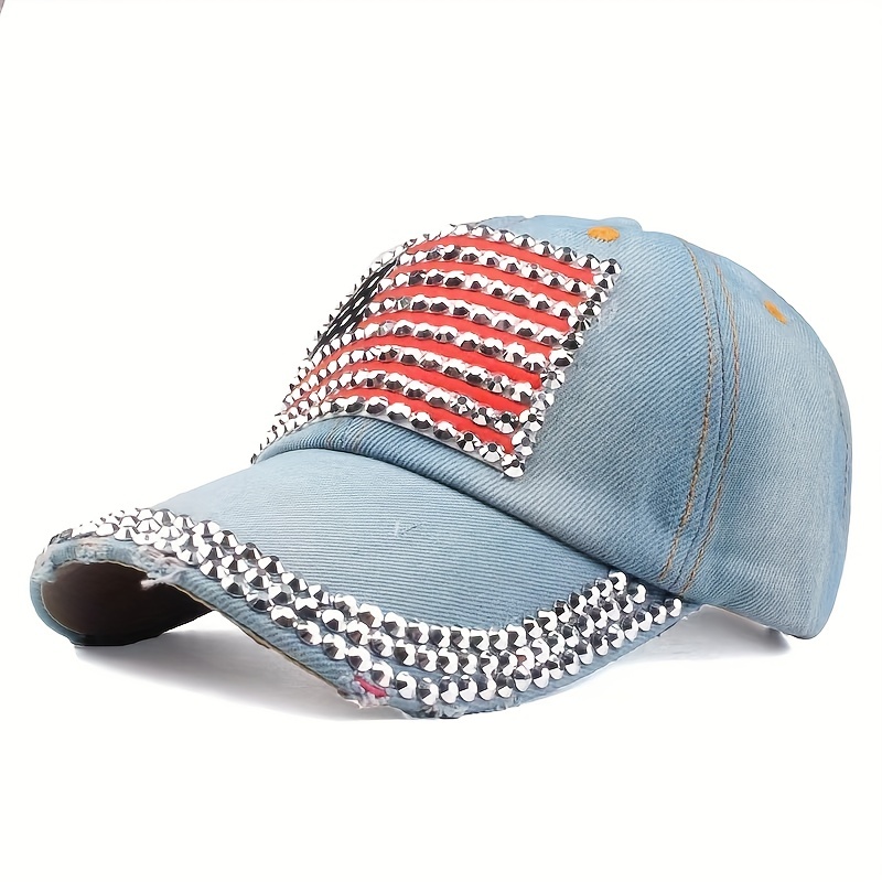 National Flag Style Diamond Denim Peaked Cap Baseball Cap