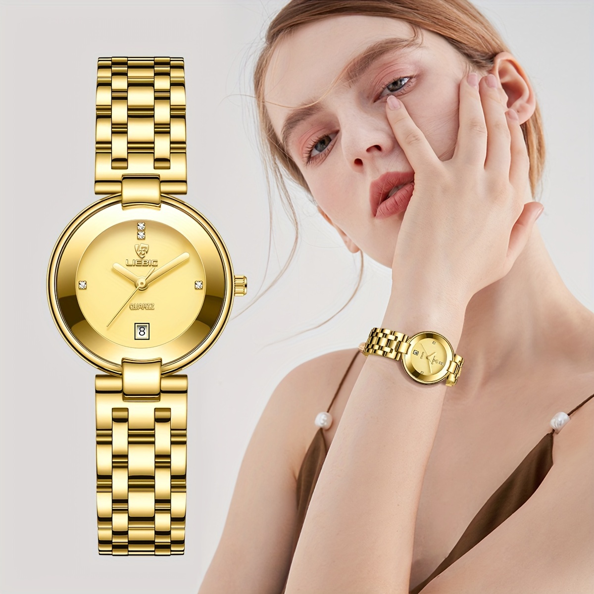 Relojes digitales LED rectangulares para Hombre, pulsera electrónica de  lujo con banda de malla magnética de oro rosa, a la moda