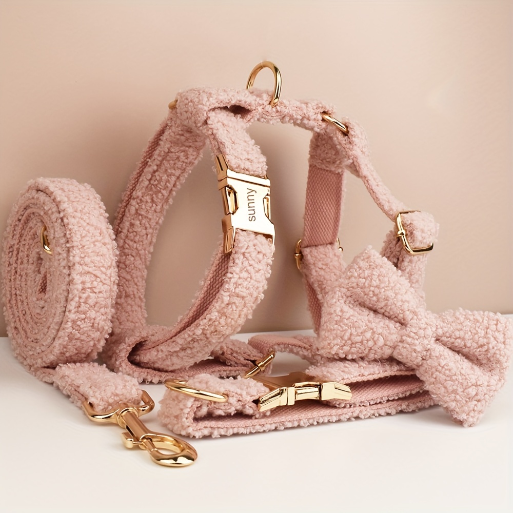 TEMU [customized] Adjustable Dog Collar With Metal , Bow Tie Dog Collar, Soft And Comfortable Adjustable Collar, Safe And Comfortable Dog Leash, Dog