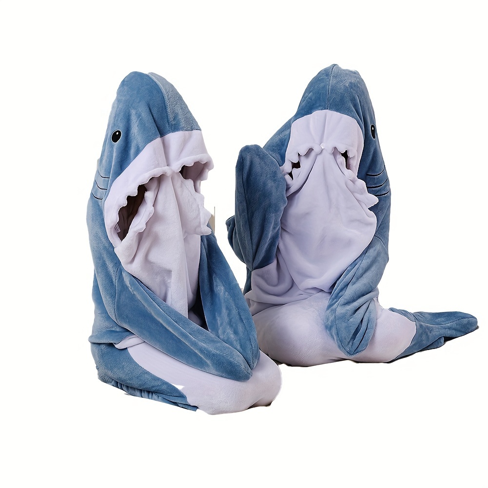 Shark Blanket Adult, Wearable Shark Blanket Super Soft Cozy Flannel Hoodie,  Shark Blanket Hoodie Sleeping Bag Shark Onesie Blanket for Adults Kids