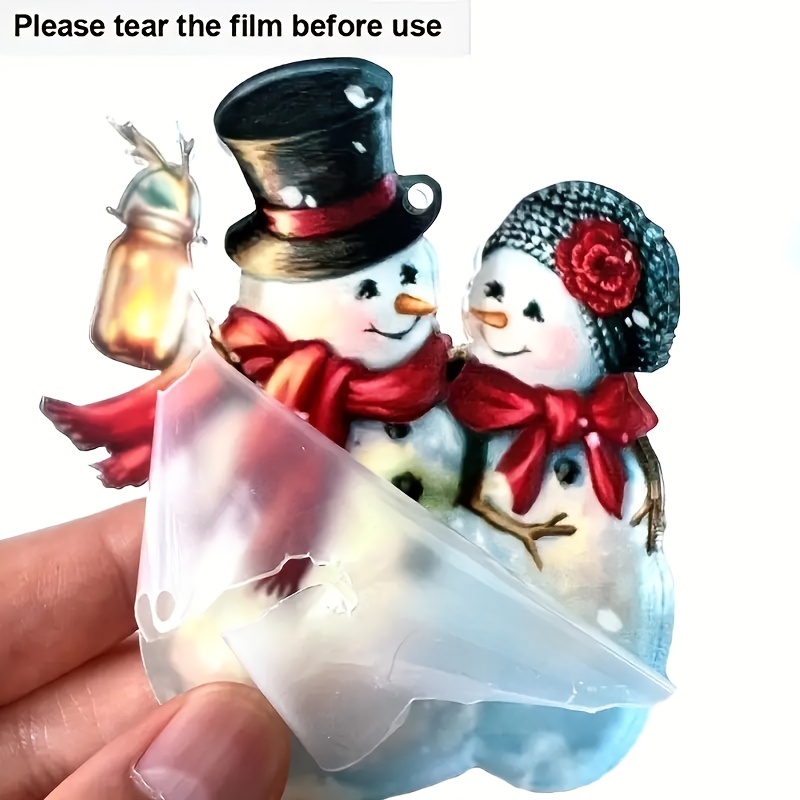 Christmas Snowman Pendant 2d Flat Acrylic Decorative Pendant - Temu