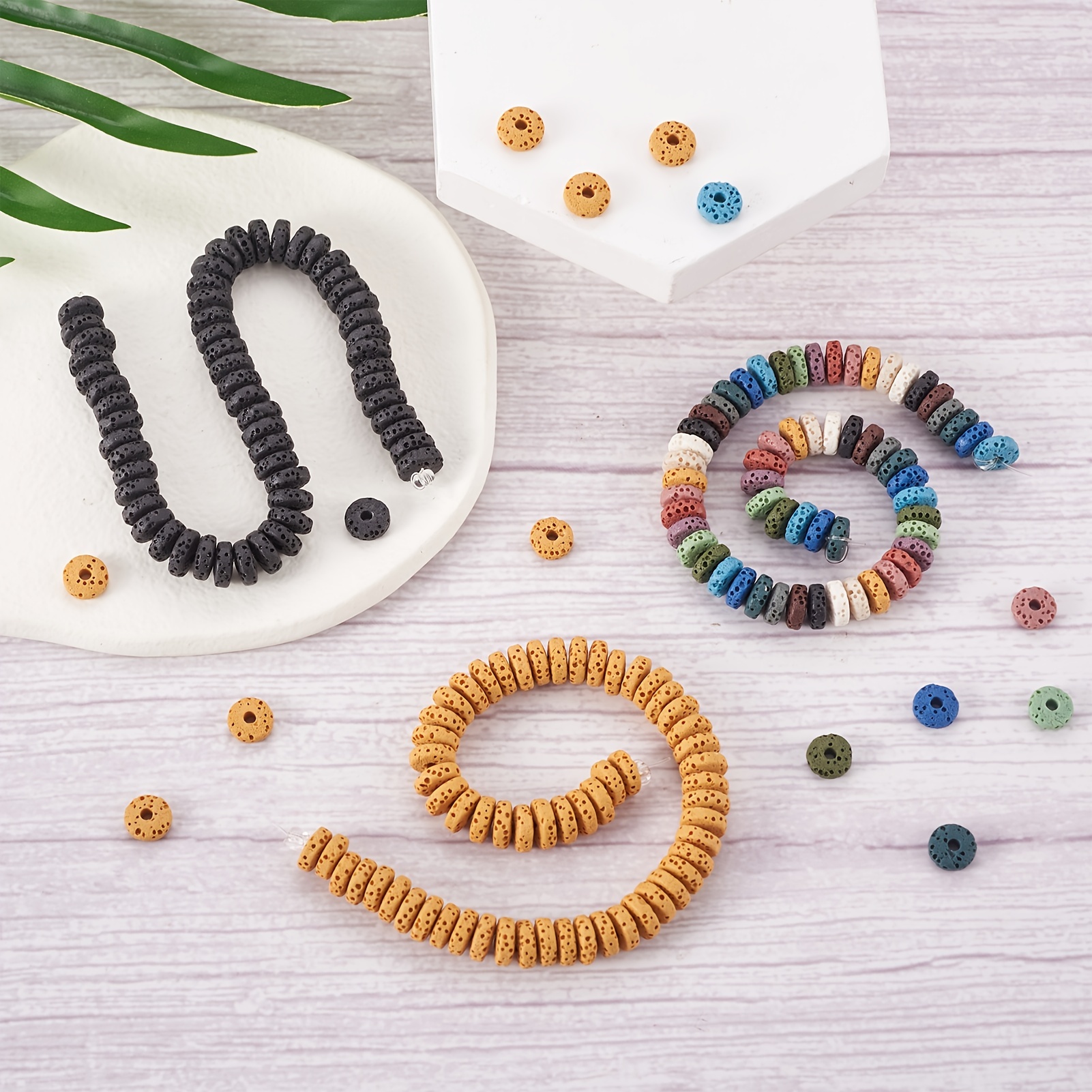 Random Natural Stone Flat Round Beads for Crafting