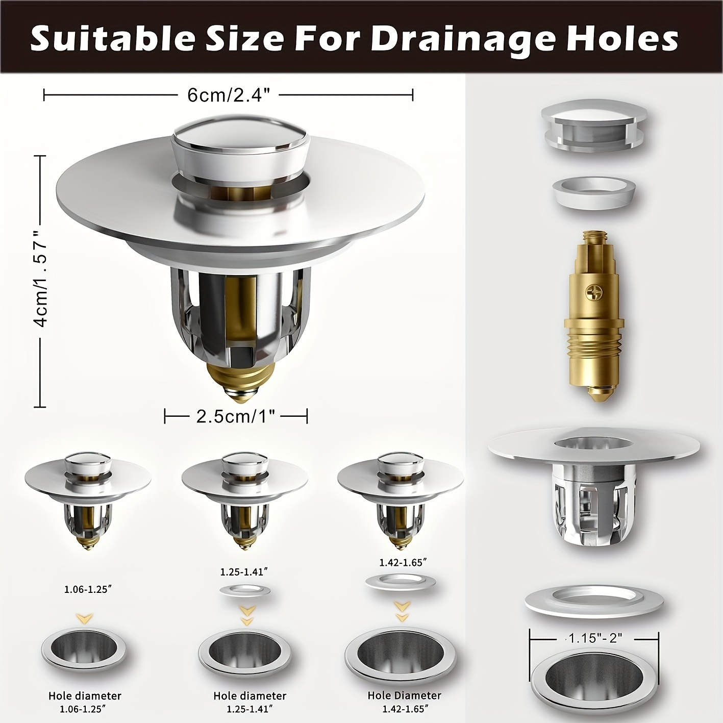 Bathroom Sink Drain Stopper Universal Stainless Steel Basin - Temu