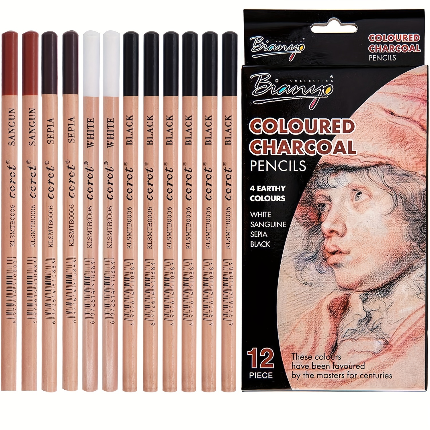 12pcs 4-Color Charcoal Pencil Set, Charcoal Drawing Pencil Set, For Adults  Beginners Students, 4 Colors 3 Hardness Art & Craft Supplies