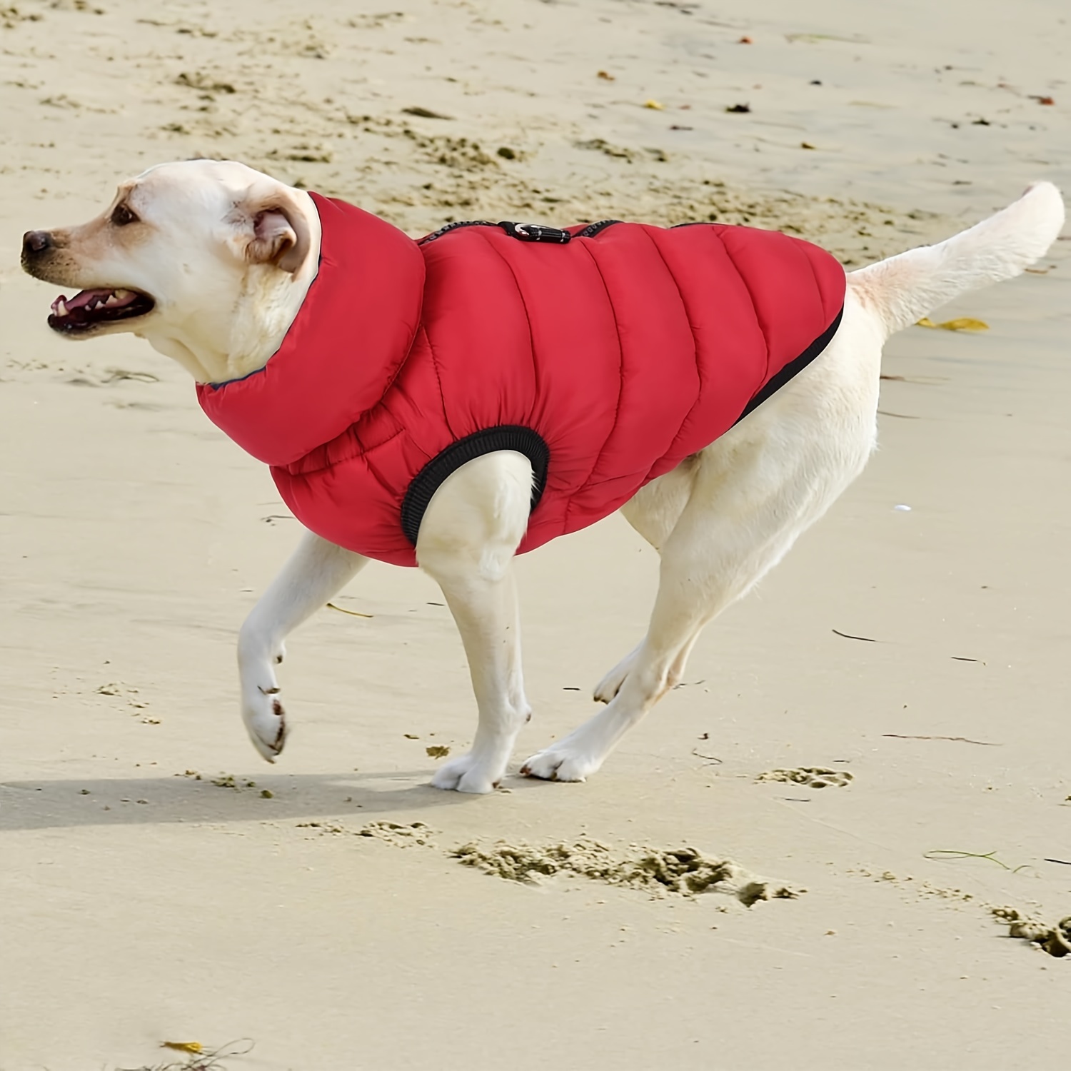 Warm Dog Jacket Zip Up Dog Vest Fluff Coat With Double D Ring