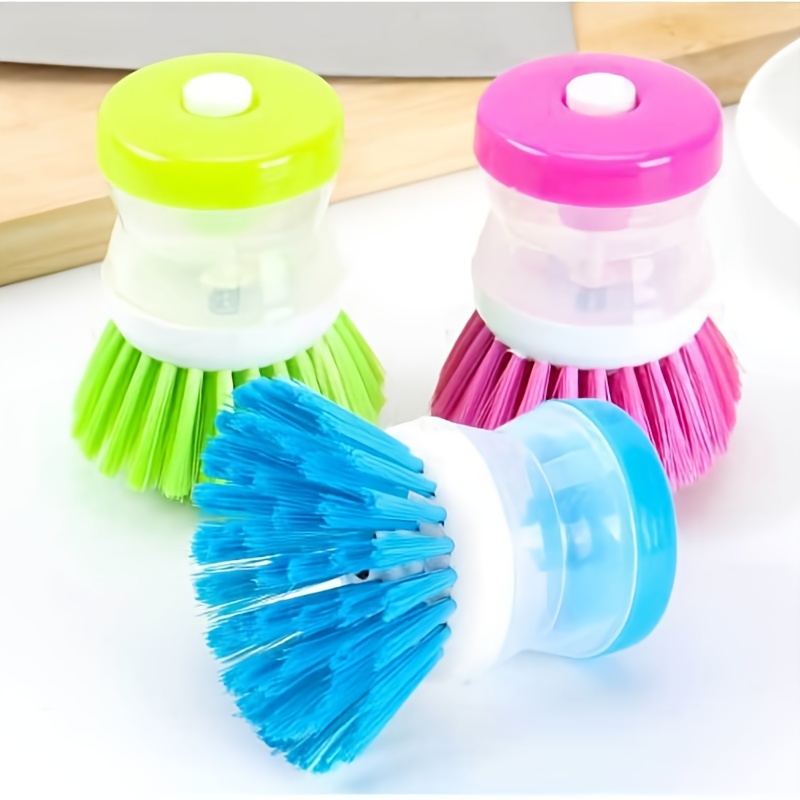 Automatic Liquid Dispensing Kitchen Brush, Multipurpose Dish Brush,  Non-stick, Non-scratch, Grease Removal, Cleaning, Colorful
