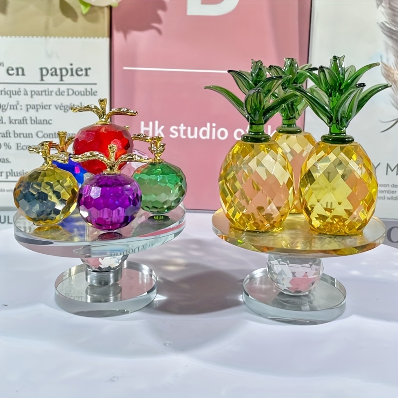 Modern Crystal Pineapple Ornament Handmade Fruit Fengshui Figurine Statue  Office Living Room Tabletop Decor 