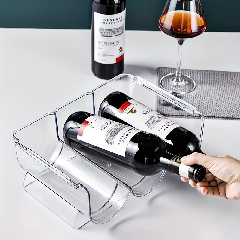 Transparent Refrigerator Wine Holder, Stackable Plastic Wine Rack Storage, Water  Bottle Organizer For Fridge - Temu