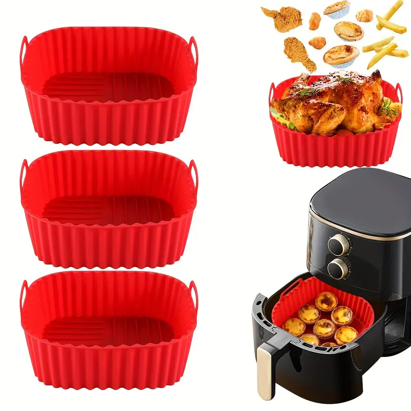 Premium Square Air Fryer Silicone Set - Bacon & Hot Dog Rack, 9-cavity Cake  Mold, Air Fryer Pan - Bpa-free, Dishwasher Safe - Compatible With 7qt+ Air  Fryers - Temu