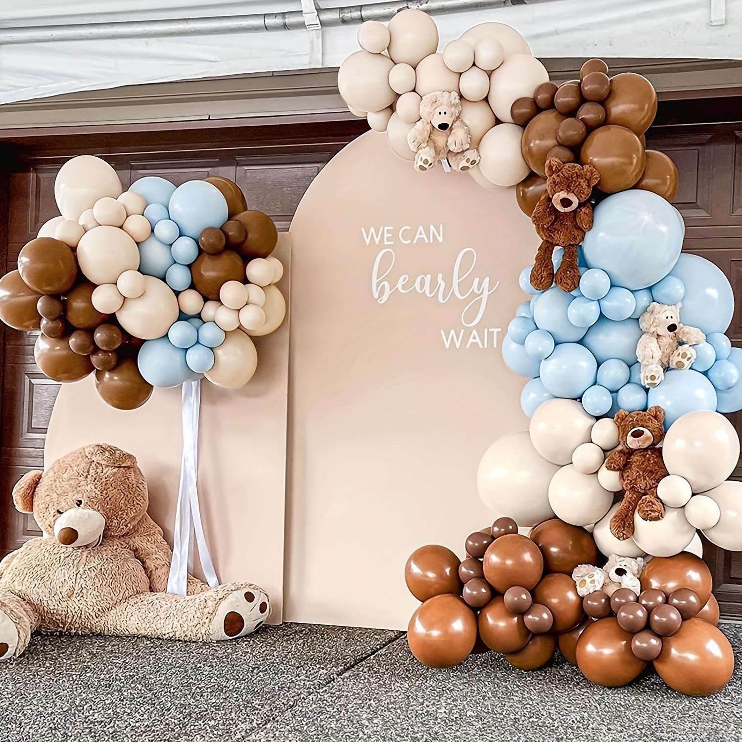 Kit de guirnalda de globos de baby shower, blanco, arena, azul, café,  marrón, bohemio, kit de arco de globos para baby shower, decoración de  fiesta de