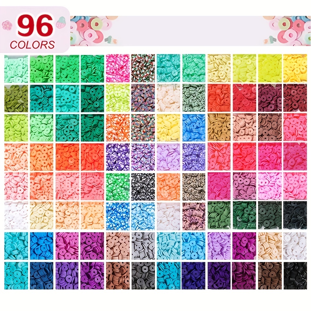QUEFE 6000pcs 24 Colors Clay Beads for Bracelets Making Kit, Charm