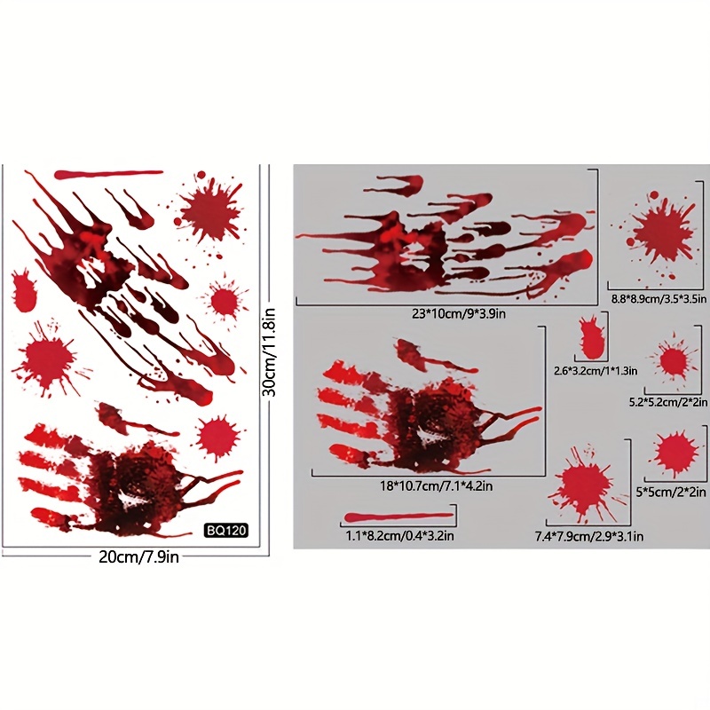 Scary Halloween Window Clings Horror Blood Handprints Footprints Stickers