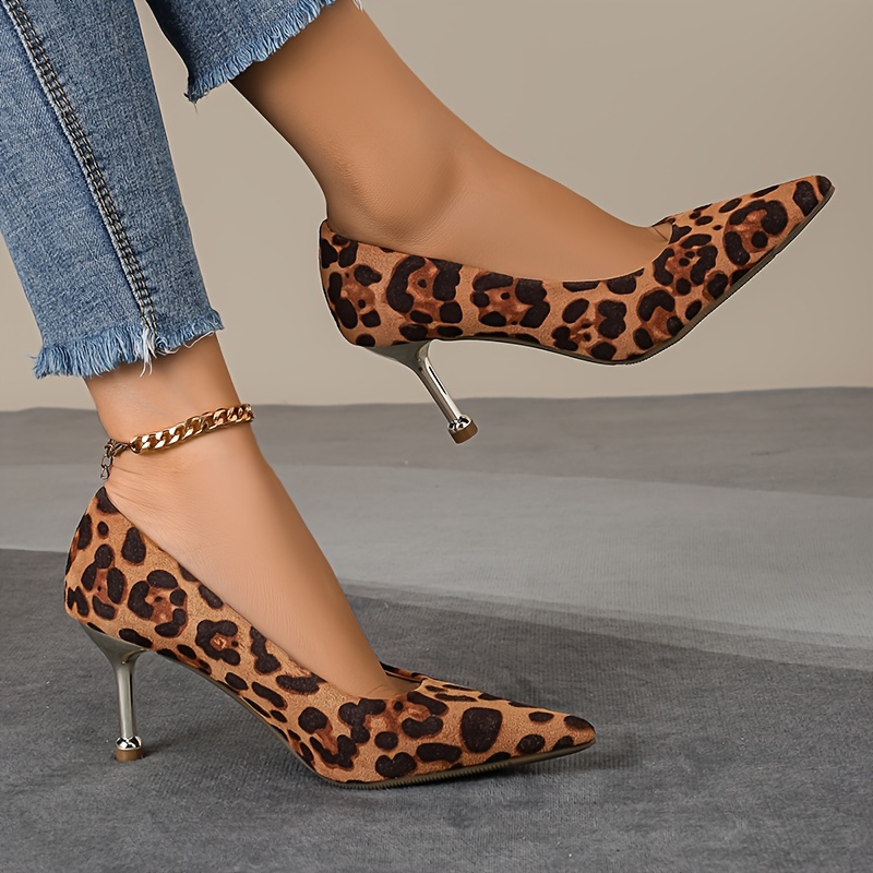 Tacones Aguja Estampado Leopardo Mujer Elegantes Zapatos - Temu Mexico