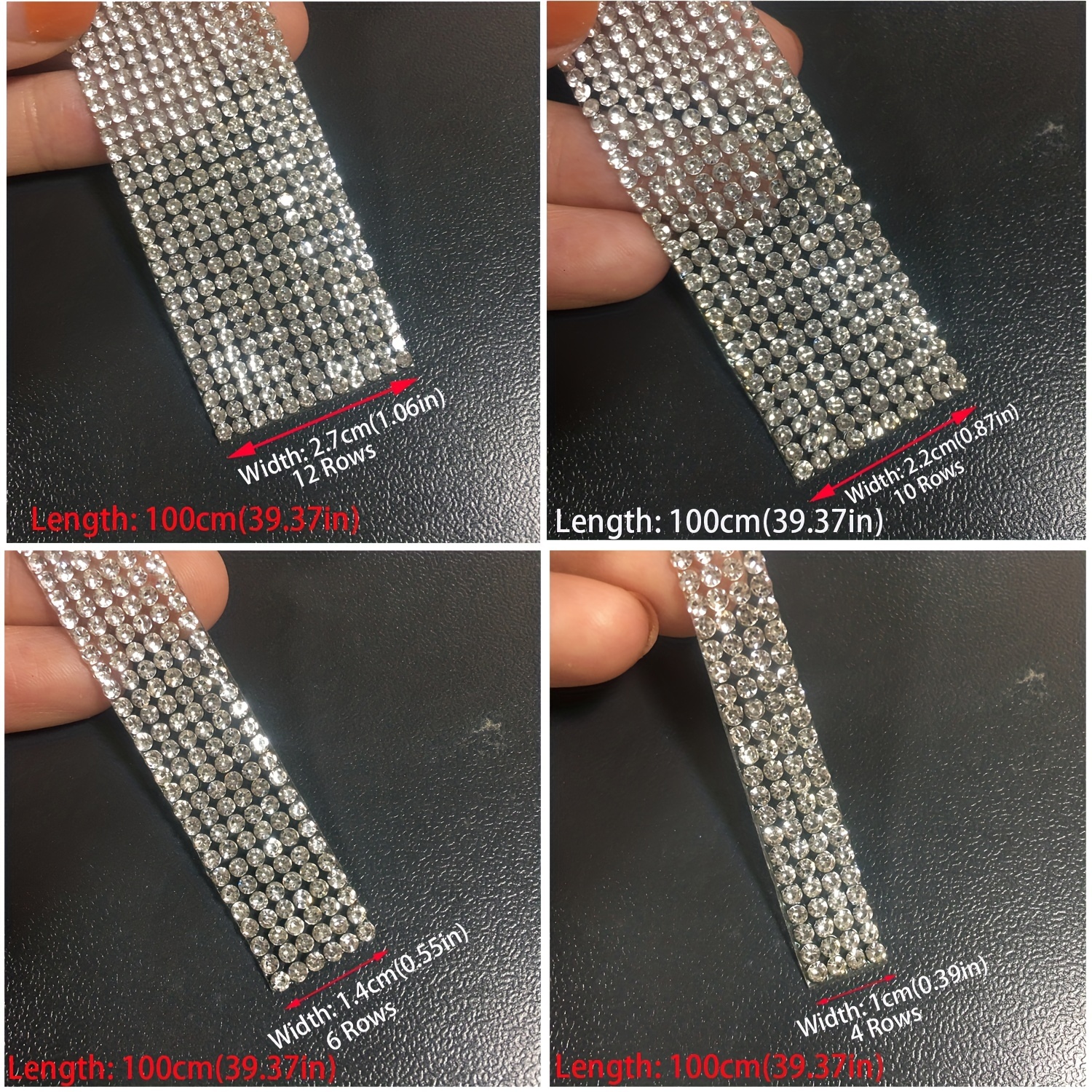 Self Adhesive Gold Crystal Rhinestone Strips Diamond Ribbon Bling Gemstone Sticker Rhinestone Roll for Craft with 2 mm Rhinestone for DIY Arts
