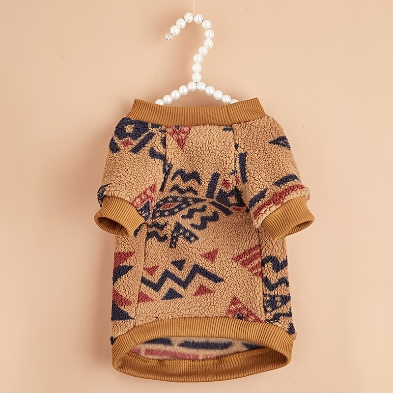 Pet Sweater Warm Dog Sweater With Geometric Pattern Winter Pet