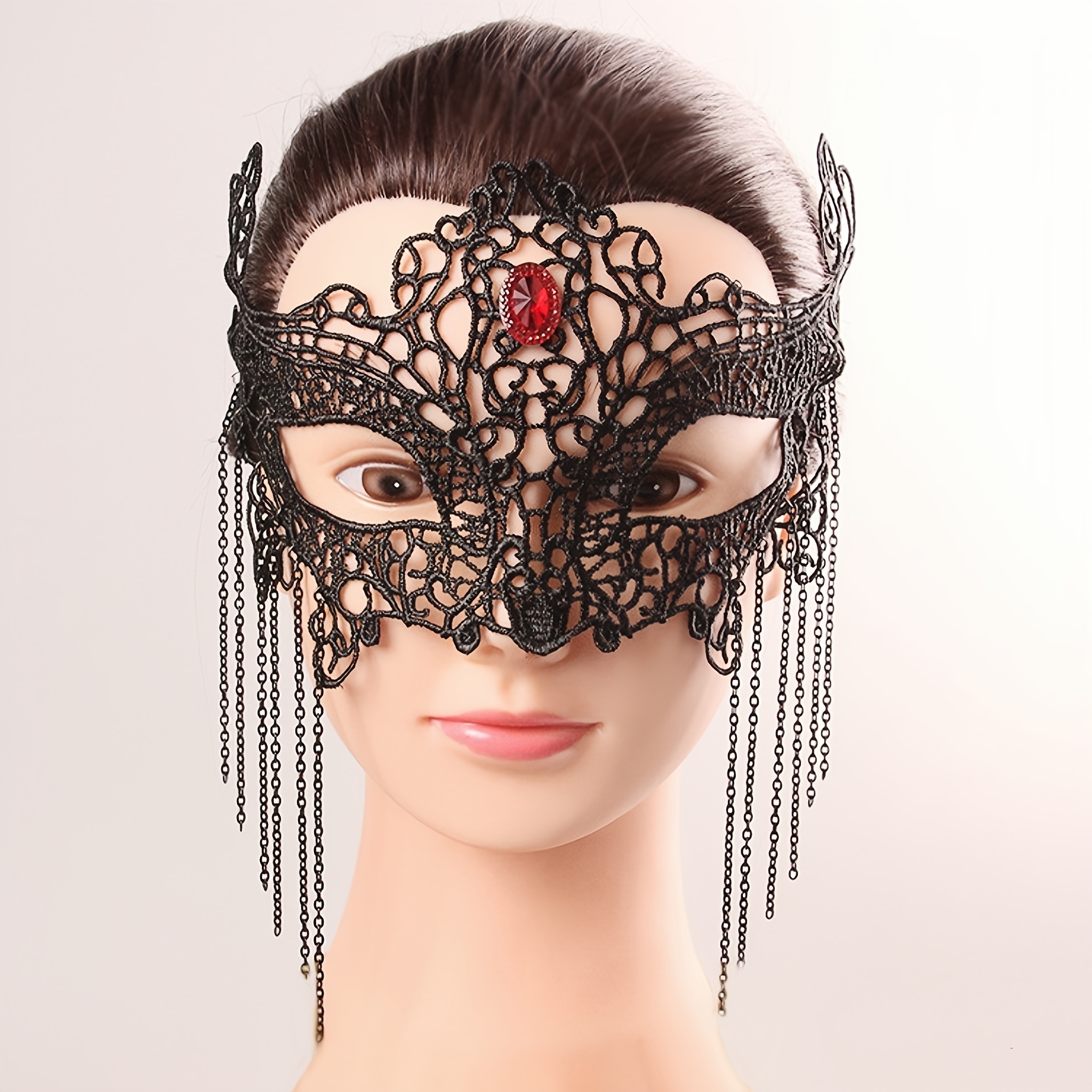 Half face Sexy Eye Mask Black Lace Fox Mask Halloween Gothic - Temu