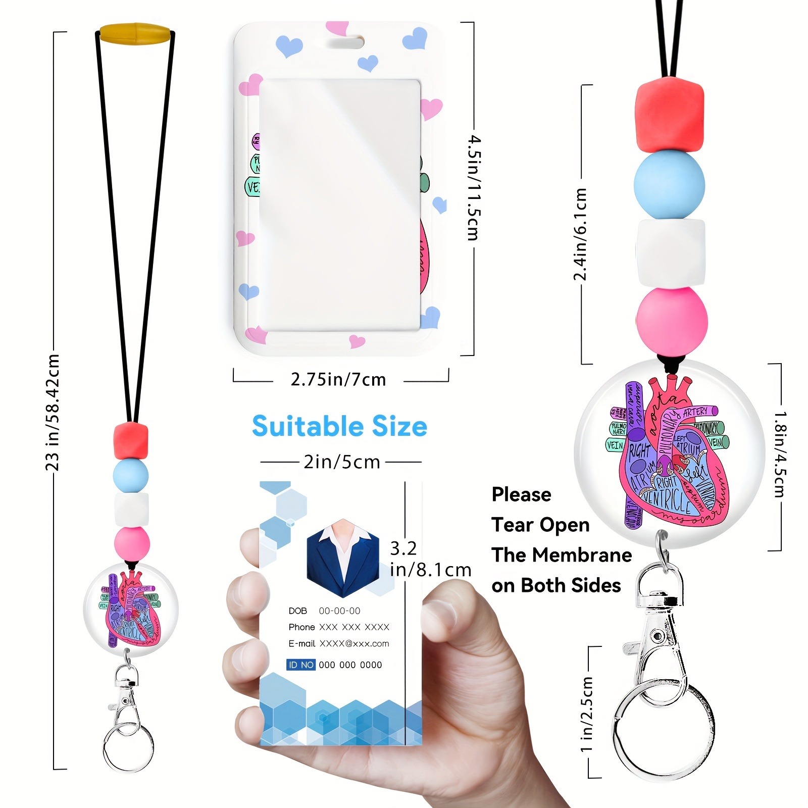 Heart Beaded Lanyard Per ID Badge E Chiavi, Porta Badge ID Carino In  Silicone, Lanyard Per Insegnanti, Lanyard Con Porta Badge Per Donne  Insegnanti Infermiere - Temu Italy