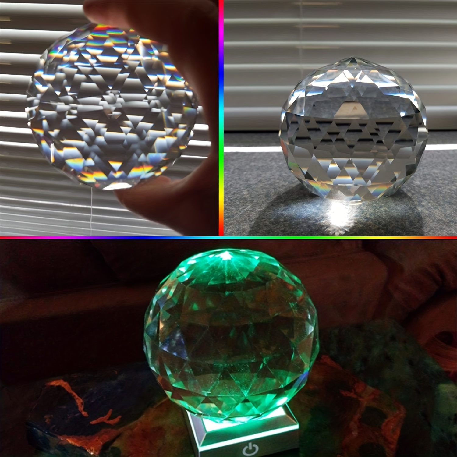 Prisme De Boule De Cristal En Verre Clair Arc-en-ciel Fabricant Sphère  Multifacettes Boule De Regard Prisme Attrape-soleil Fenêtre Prisme  Attrape-soleil Pendentif Adapté À La Décoration De La Maison Feng Shui -  Temu