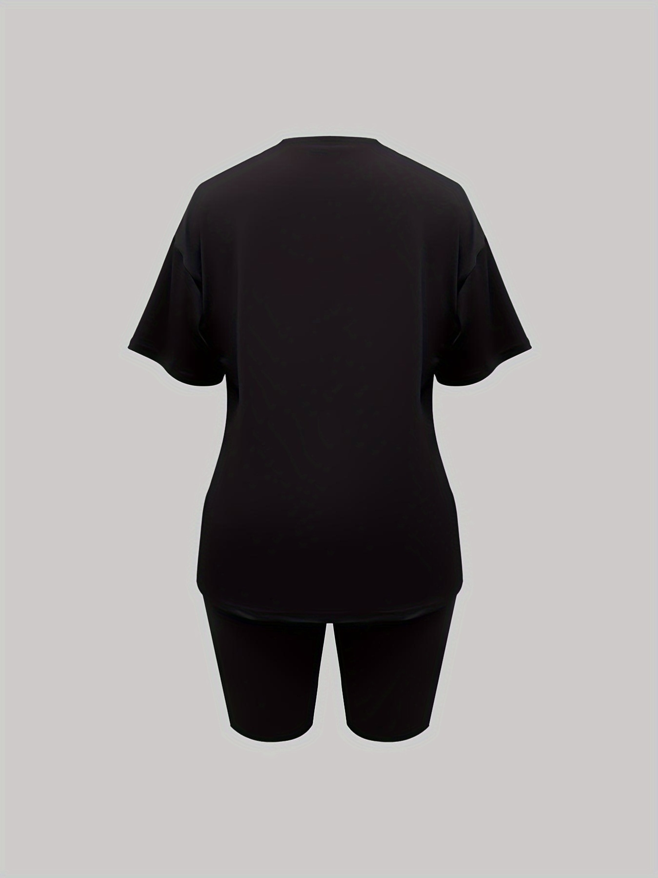 Miami Letter Print Set Crew Neck Tee & Slim Shorts
