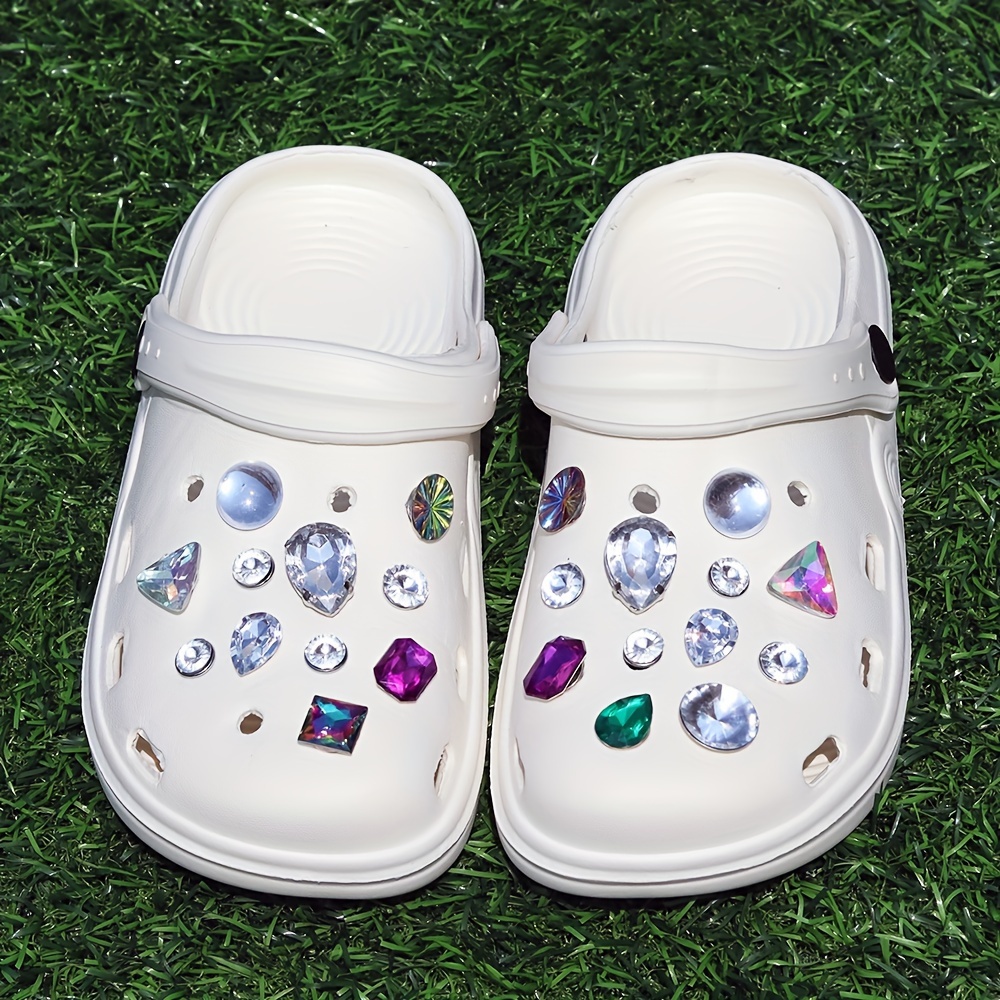7pcs/14pcs/set Dazzle Color Glitter M Bean Shoe Charms Accessories for DIY Shoe Slipper Sandals Buckle Pin Charm Resin Shoe Decoration Kids Party