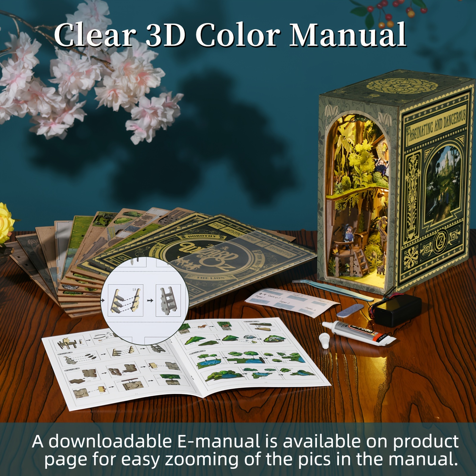 DIY Book Nook Kit Kit de Maison de Poupées Miniatures en Bois avec