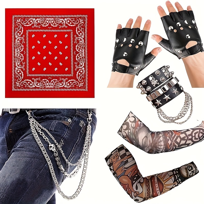 Punk Rock Fancy Dress Accessories Gloves Choker Wristband Costumes