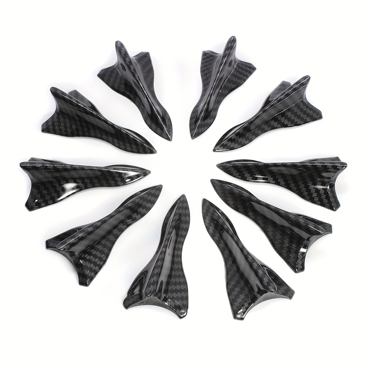 6 pièces autocollantes aileron requin, fibre de carbone noir