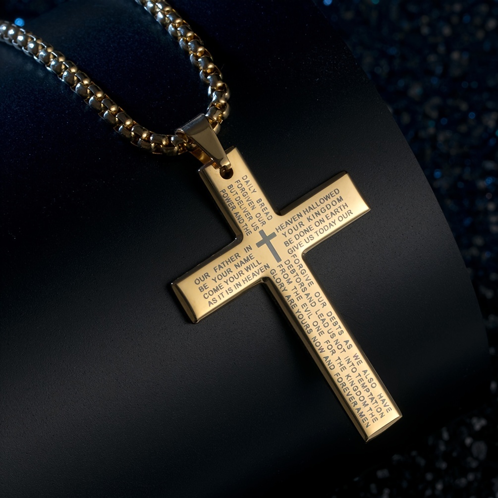 Men's Engraved Cross Pendant Necklace