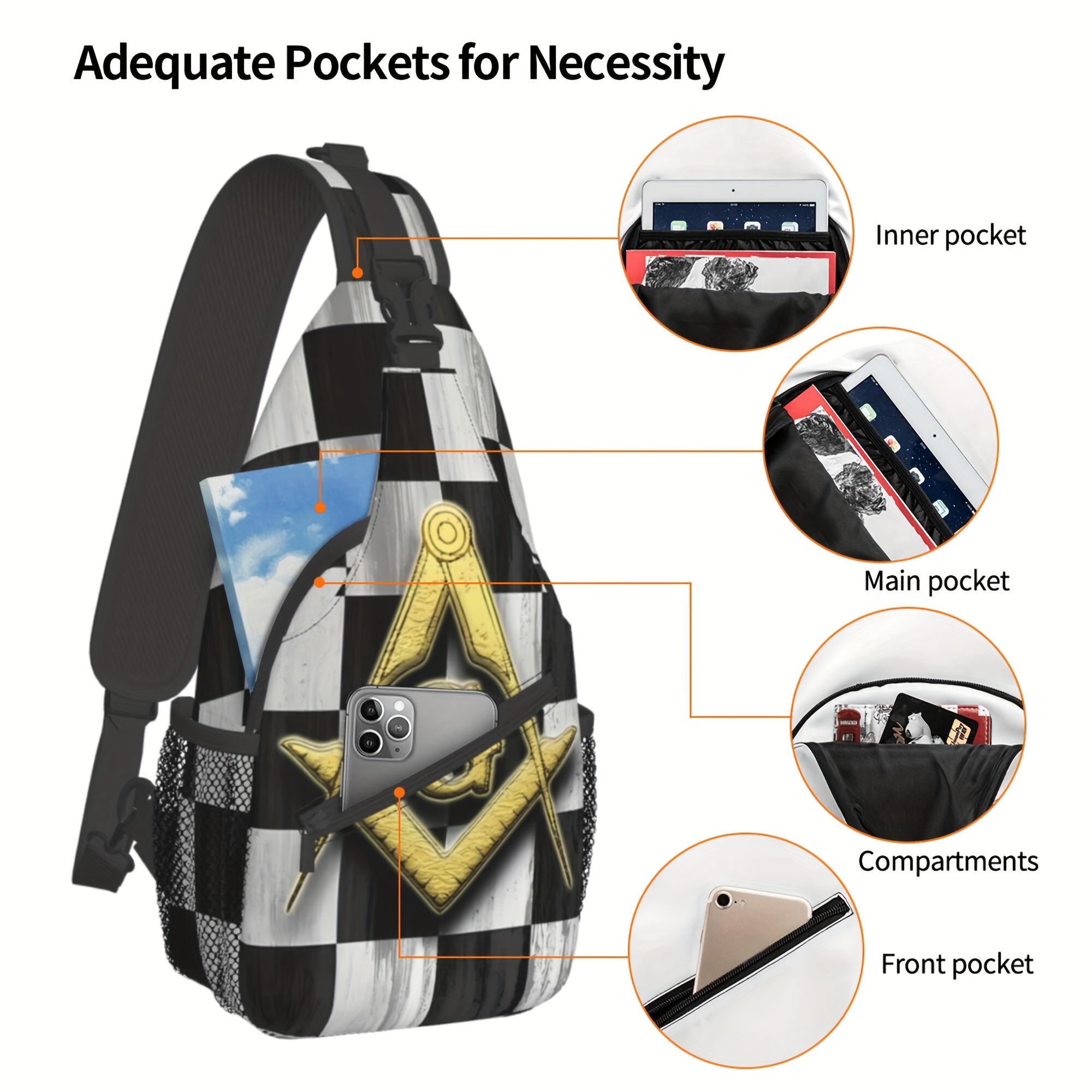 Men's Crossbody Chest Bag Pockets Travel - Temu