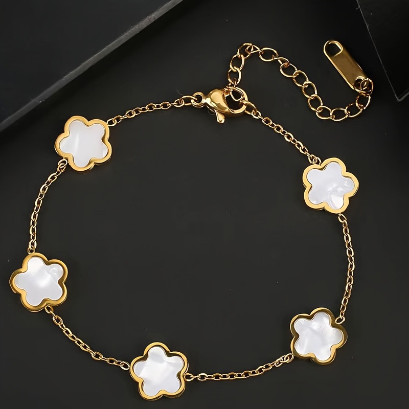 Vintage Style Flower Thin Chain Bracelet Plated Hand Chain - Temu