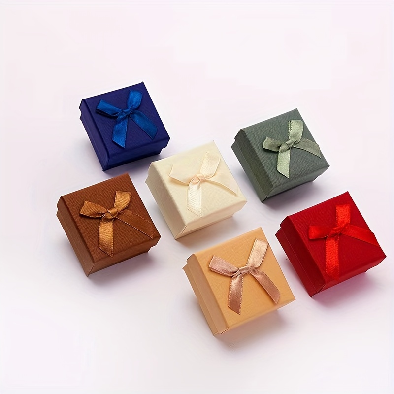 6Pcs Jewelry Gift Boxes with Lids and Ribbon Bows for Display Rings, 6  Colors Ḿ