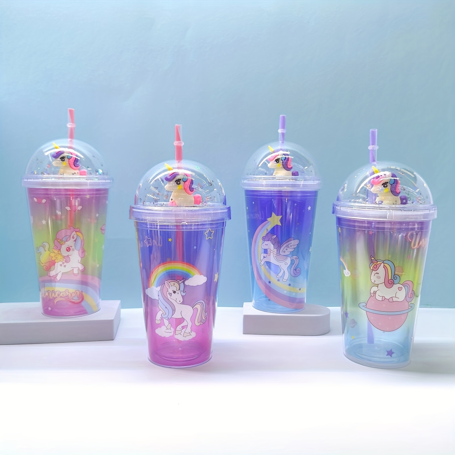 Magical Unicorn Tumbler Cup: Double Wall Reusable Plastic Water
