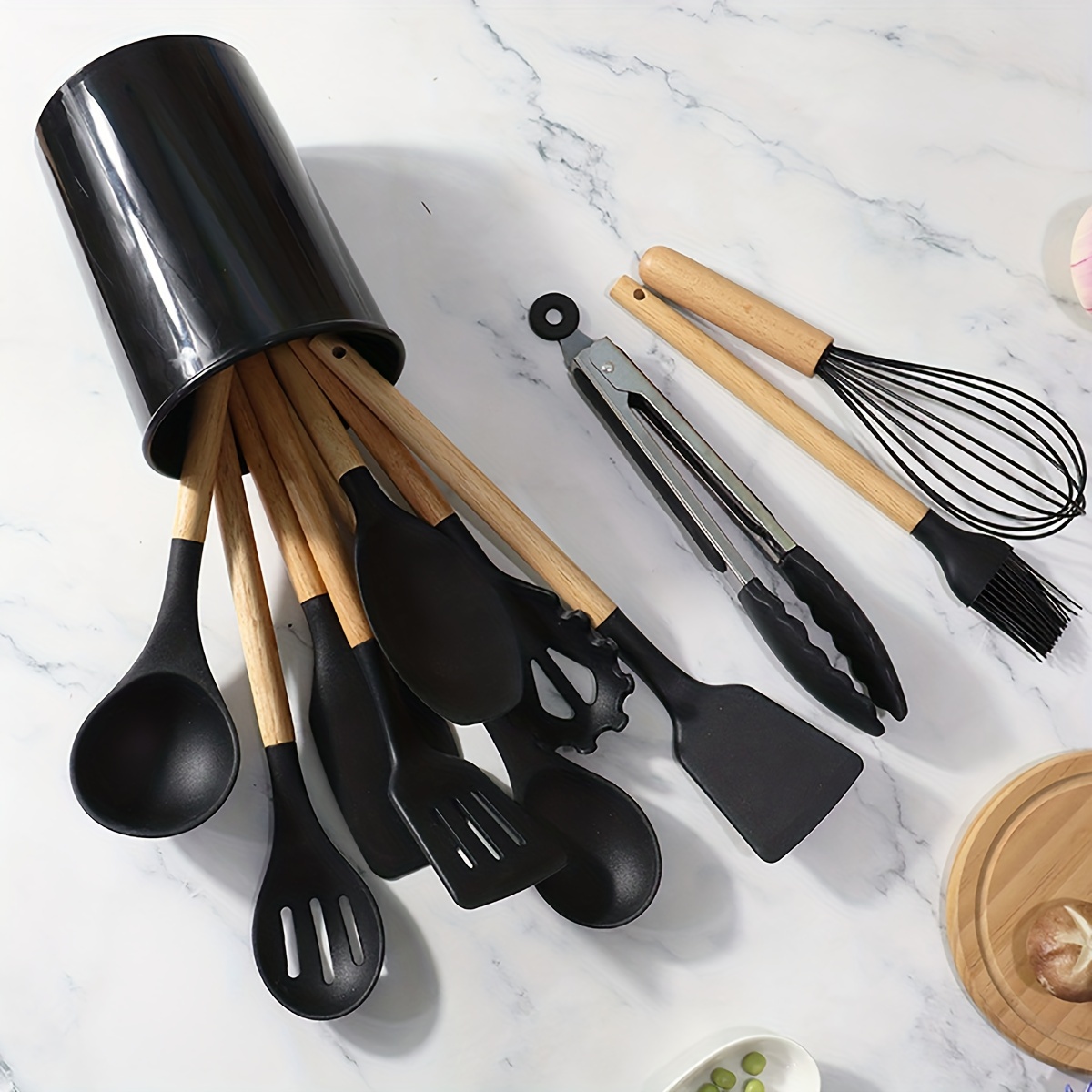 Silicone Utensil Set, Kitchen Utensil Set, Safety Cooking Utensils Set,  Non-stick Cooking Utensils Set With Wooden Handle, Washable Modern  Cookware, Kitchen Stuff, Kitchen Gadgets, Kitchen Essentials, Chrismas  Gifts, Halloween Gifts - Temu