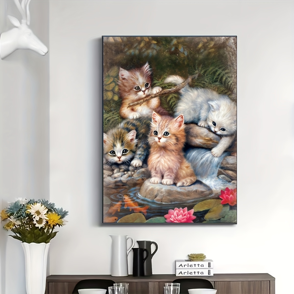 Cute Cat 5d Diamond Painting, Full Drill Round Diamond Painting Art,  Suitable For Beginners And Family Decoration