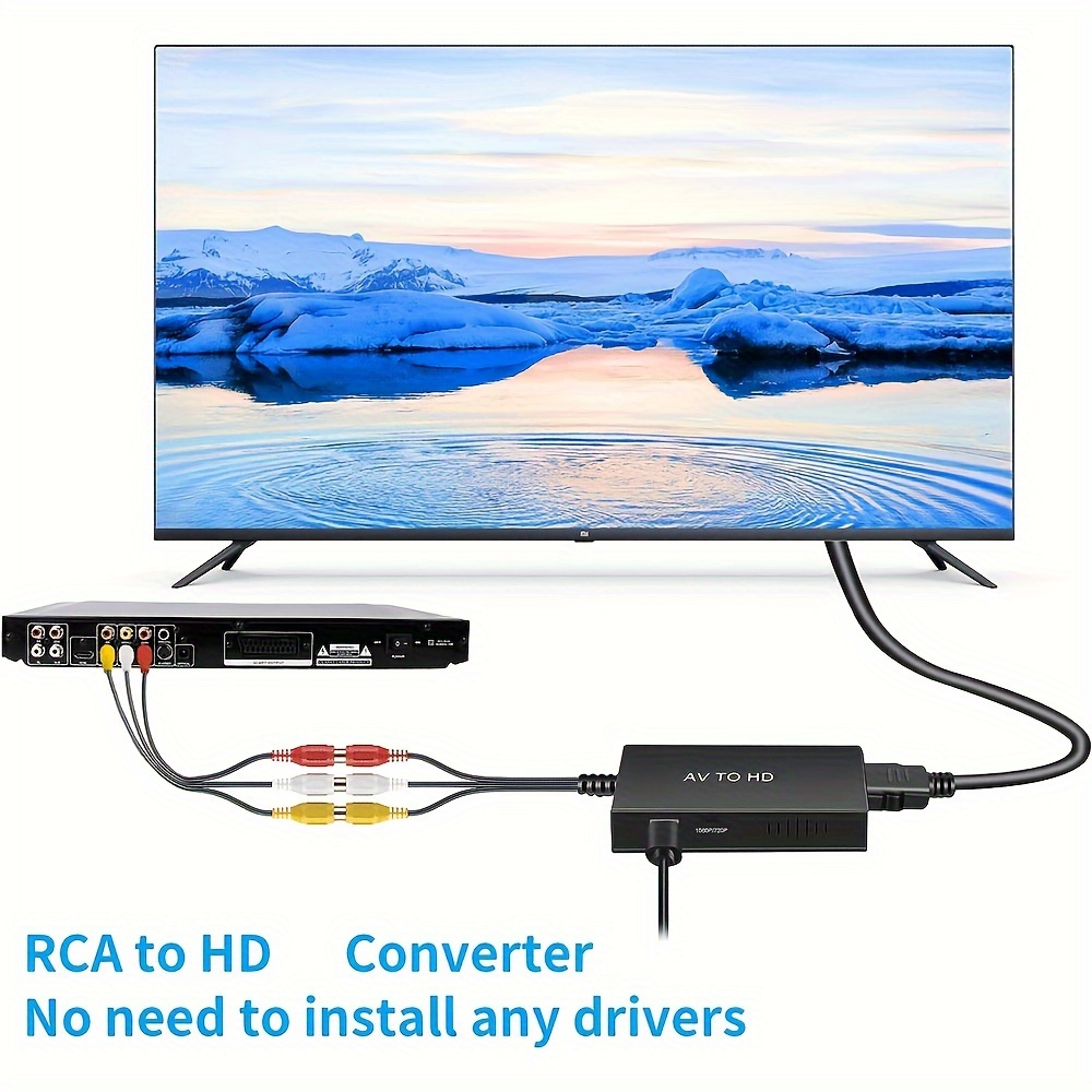RCA to HDMI Converter AV to HDMI Converter Composite to HDMI Adapter  Support 1080P/ 720P Compatible with N64, PS one, PS2, PS3, STB, Xbox, VHS,  VCR