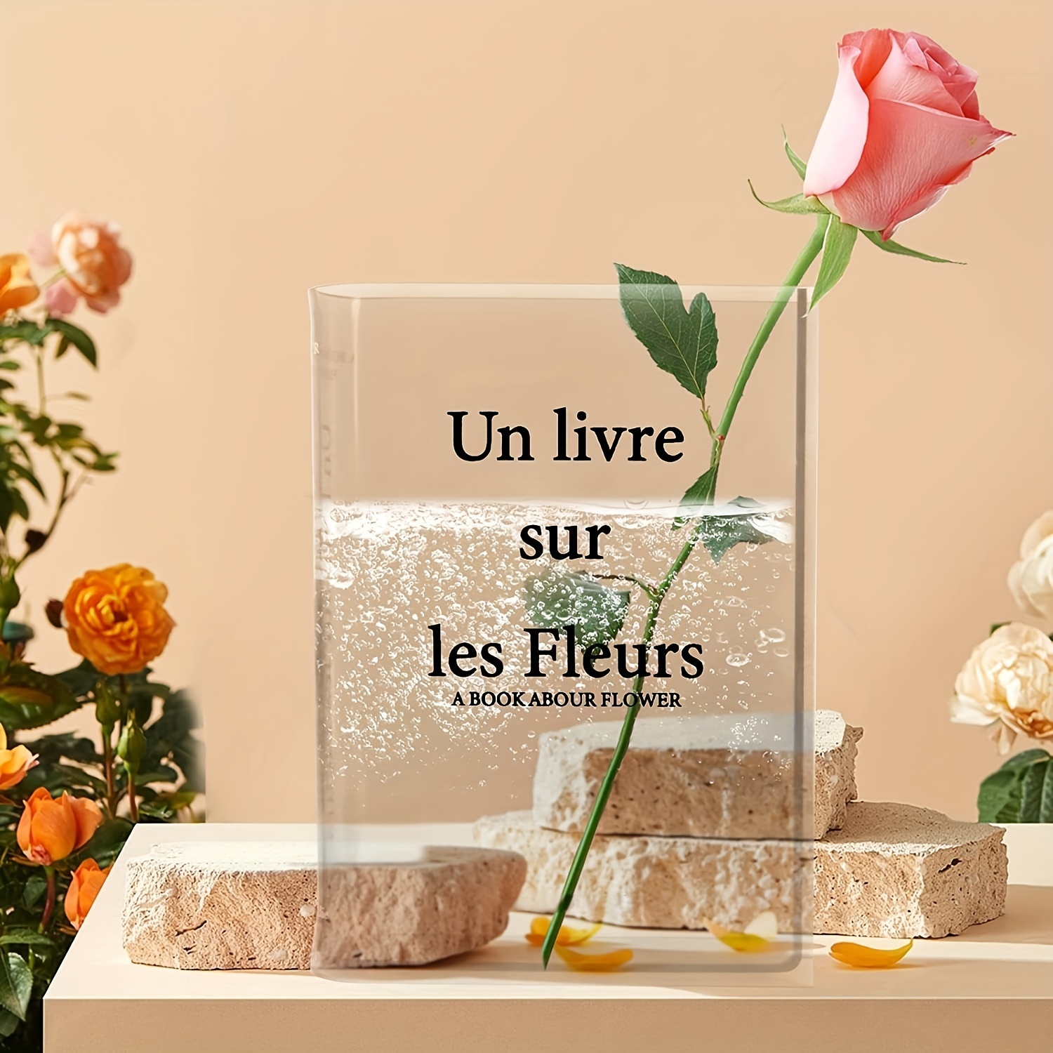 1pc Acrylic Clear Book Shape Flower Vase Libro Vaso Fiori - Temu Italy