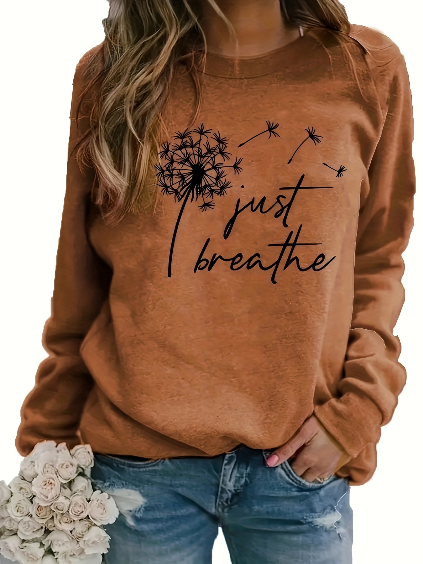 Buy Orange Printed Sweatshirt for Women, ONLY