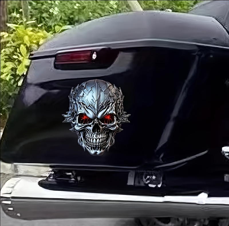 3d Imitation Metal Skull Car Stickers Motorcycle Scratch - Temu