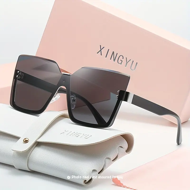 xingyu oversized cat eye sunglasses for women casual gradient semi rimless sun shades for driving beach travel details 10