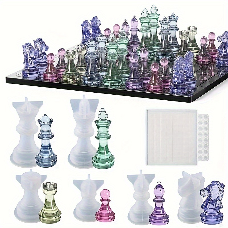 Chess Resin Mold, Checkers Board Games Molds, Chess Set Handmade