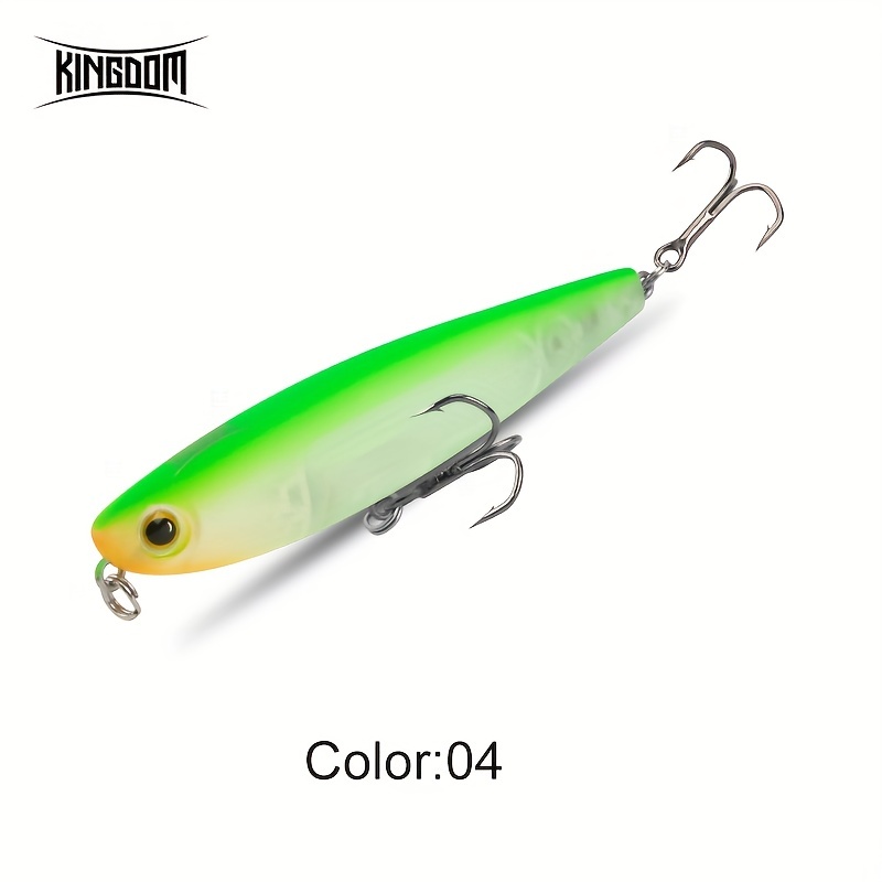 Kingdom Topwater Pencil Fishing Lure Treble Hook Artificial - Temu