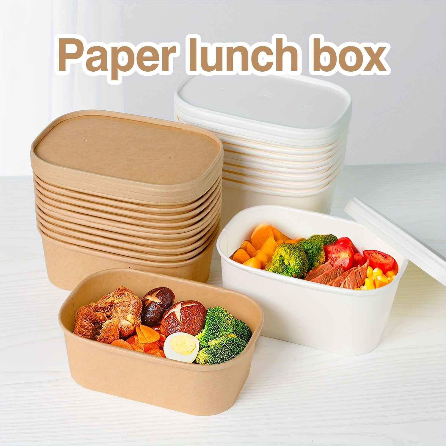 Kraft Paper Packaging Box Disposable Lunch Box Takeout - Temu