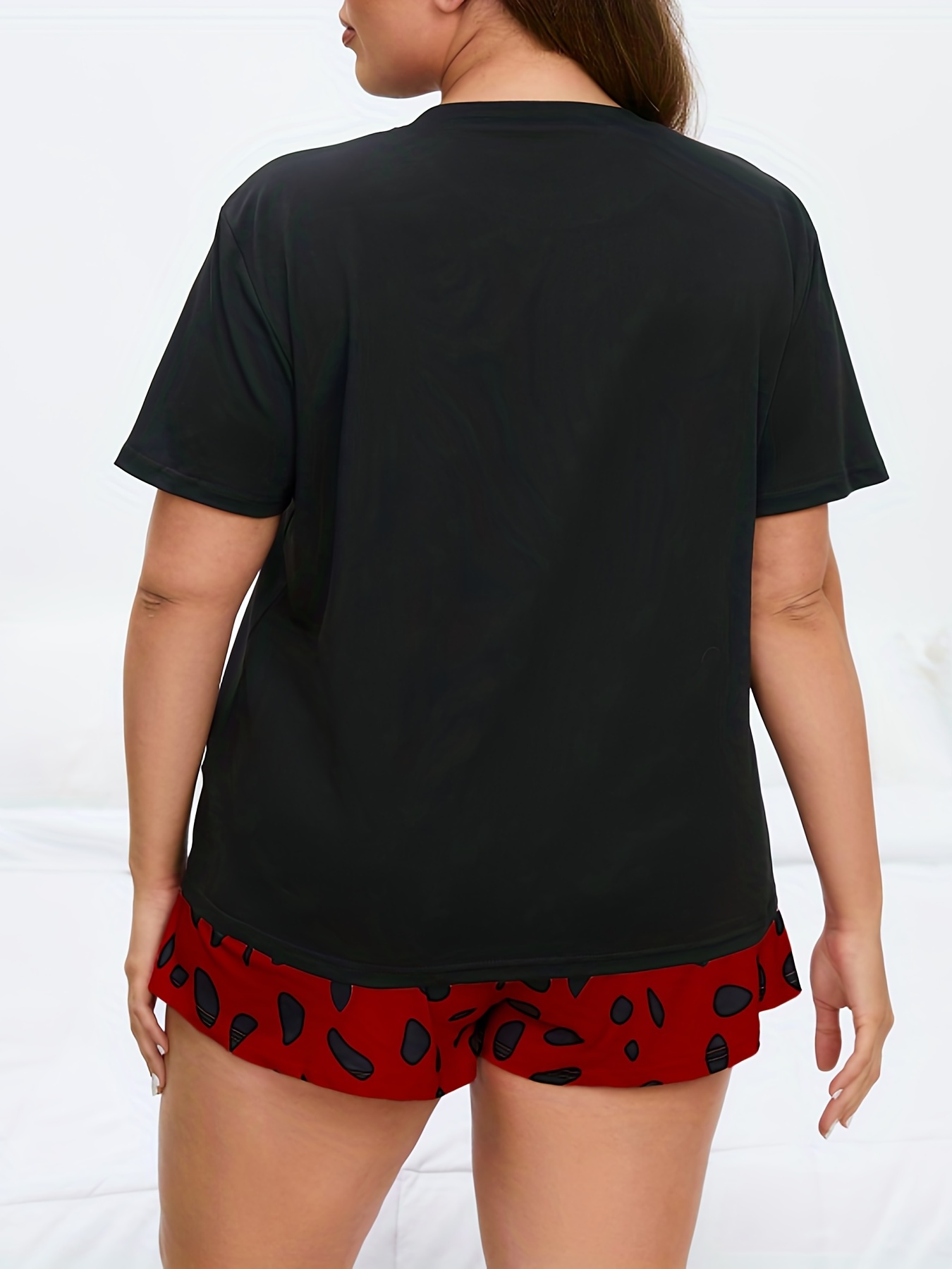 Kitten Print Tee & Bow Detail Dotted Pants Lounge Set